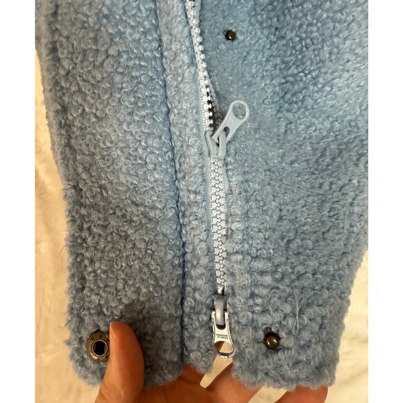 NWT Lands’ End Boucle Fleece Coat Pale Slate Blue Fuzzy Warm Fall Jacket Size 1X - Picture 7 of 13